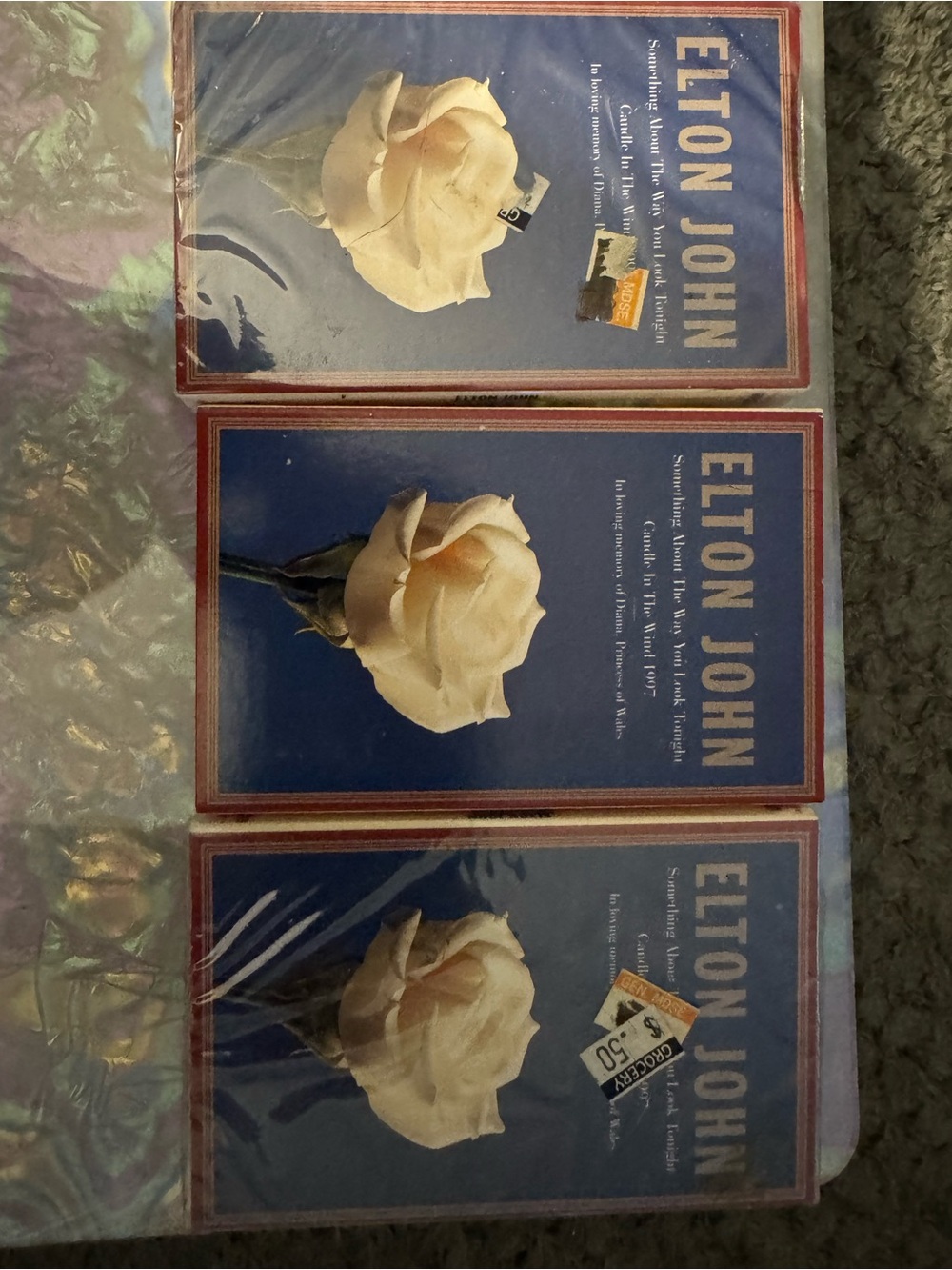 Collectible Cassette Tape Set - Blue with Cream Rose